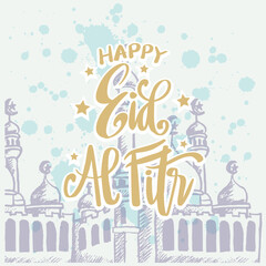 Happy Eid al fitr, hand lettering