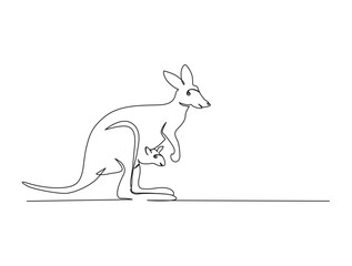 Continuous one line drawing of kangaroo . Simple illustration of standing kangaroo line art vector illustration