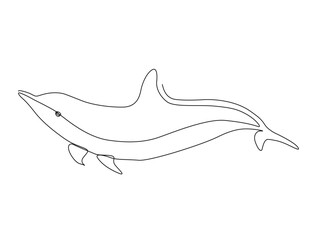 Continuous one line drawing of dolphin. Simple illustration of dolphin line art vector illustration