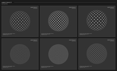 Modern abstract digital halftone globe circle design set