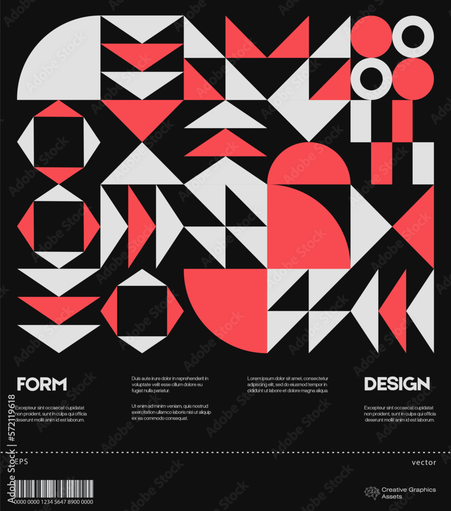 Poster swiss poster design template layout with clean typography and minimal vector pattern with colorful a