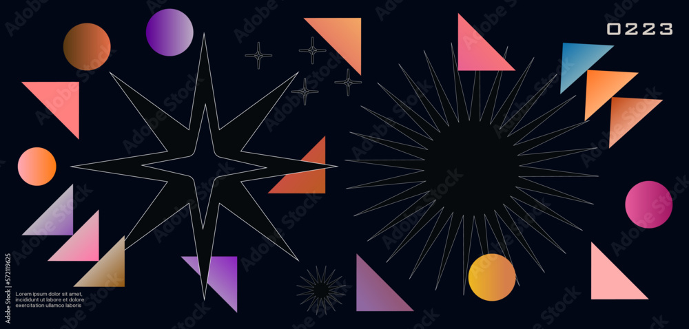 Aufkleber abstract art geometrical poster design layout with editable text and graphics. modern geometry compo