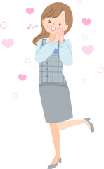 制服を着てワクワクする若い女性