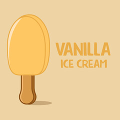 Popsicle, vanilla ice cream vector flat illustration