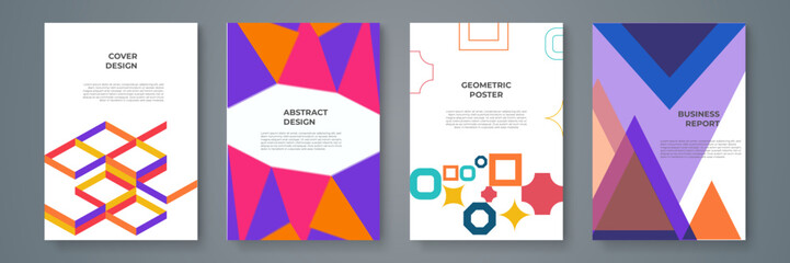 Original mosaic tiles corporate brochure layout composition. Modern leaflet vector design template collection.