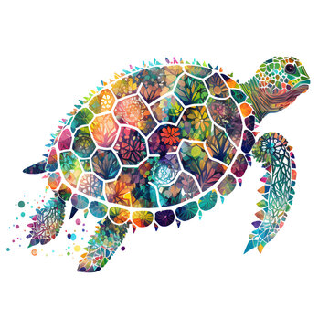 Magical Floral Turtle Cliparts Bundle