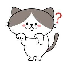 かわいいハチワレ猫のキャラクター　はてな