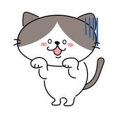 かわいいハチワレ猫のキャラクター　ガーン