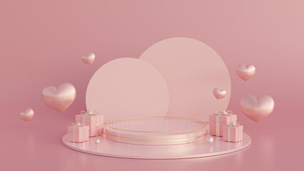 粉色产品展示台三维渲染