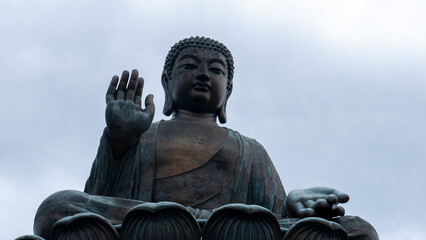Shot of the Tian Tan Buddha in Lantau Island, Hong Kong