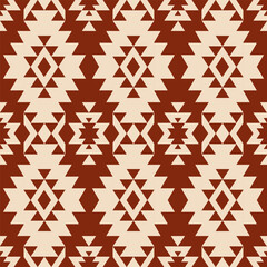 Aztec Navajo vintage pattern. Vector aztec Navajo geometric shape seamless pattern background. Ethnic southwest pattern use for fabric, textile, home interior decoration elements, upholstery, wrapping - obrazy, fototapety, plakaty