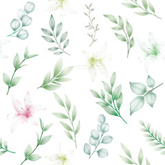 floral roses with elegant soft color seamless pattern 