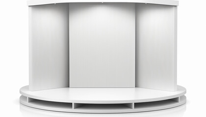 Product podium board with empty white background created with Generative AI technology