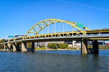 Fototapeta na wymiar Fort Pitt Bridge on a sunny day, Pittsburgh, PA