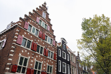 Row of Beautiful and Historic Buildings in the De Wallen Neighborhood of Amsterdam