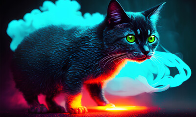 Glowing Purr - A Dreamlike Cat with an Intricate Halo