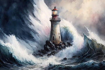Fototapeta na wymiar Lighthouse in Storm