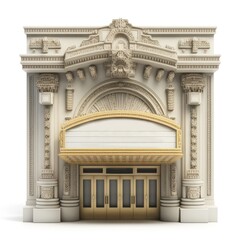 Detailed illustration of a musical theatre performance location with marquee lights sign in the style of Broadway venues isolated on a white background, generative ai - obrazy, fototapety, plakaty