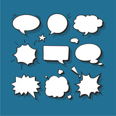 Speech bubble vector in halftone style set