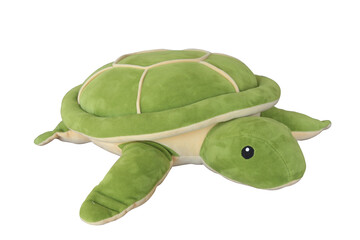Green turtle doll isolated background.