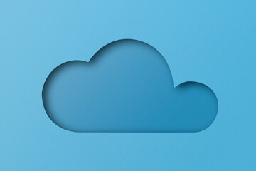 light blue paper cut into holes Cloud shapes are overlaid with light and shadow.