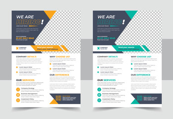 We are hiring flyer design template, Job Vacancy Flyer Template or Job vacancy flyer poster template design, Job offer leaflet template, cover, a4 size