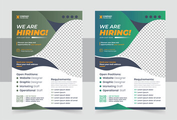 We are hiring flyer design template bundle, Hiring employee poster leaflet design bundle template, Flyer design template bundle