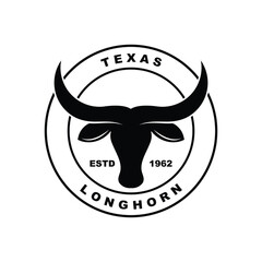 Texas longhorn, country western bull cattle vintage retro logo