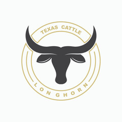 Texas longhorn, country western bull cattle vintage retro logo