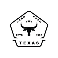 Texas longhorn, country western bull cattle vintage retro logo