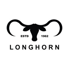 Texas longhorn, country western bull cattle vintage retro logo