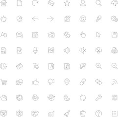 Set of 64 web interface line icons. Editable stroke. Vector illustration