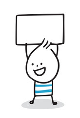 (Blank board Blue) Collection of hand drawn business worker icons. Vector illustration. 