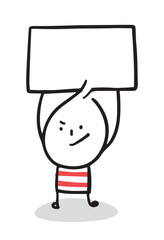 (Blank board Pink) Collection of hand drawn business worker icons. Vector illustration. 