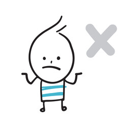 (No work) Collection of hand drawn business worker icons. Vector illustration. Can't do. noway.
