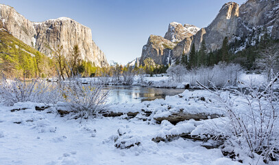Winter landscape in Yosemite Valley