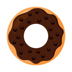 Cartoon Donut with Choco Balls in Food Cartoon Animated Vector Illustration