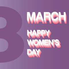 Purple banner or vector greeting postcard 8 march women's day