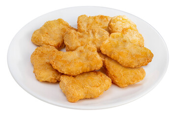 Fried chicken nugget on white background, Fried nugget on white PNG File.