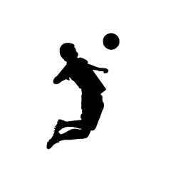 silhouette of a soccer player when playing ball with transparent background