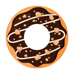 Cute Donut with Nuts in Food Cartoon Animated Vector Illustration