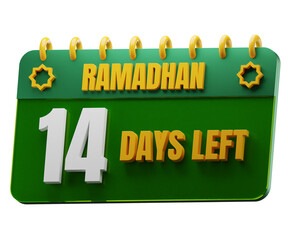 14 Days Left to Ramadan Month. Islamic Decorative Element. Ramadan Countdown.