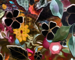 Disco Blooms - Abstract Botanical Art 