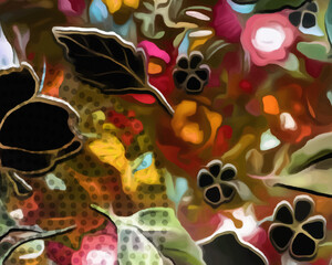 Obraz na płótnie Canvas Disco Blooms - Abstract Botanical Art 
