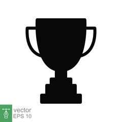 Trophy glyph icon. Simple solid style for app and web design element. Winner, award, cup, champ, contest, prize, won concept. Vector illustration isolated on white background. EPS 10.
