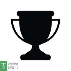 Trophy glyph icon. Simple solid style for app and web design element. Winner, award, cup, champ, contest, prize, won concept. Vector illustration isolated on white background. EPS 10.