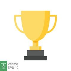 Trophy icon. Simple flat style for app and web design element. Winner, award, cup, champ, contest, prize, won concept. Vector illustration isolated on white background. EPS 10.