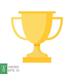 Trophy icon. Simple flat style for app and web design element. Winner, award, cup, champ, contest, prize, won concept. Vector illustration isolated on white background. EPS 10.