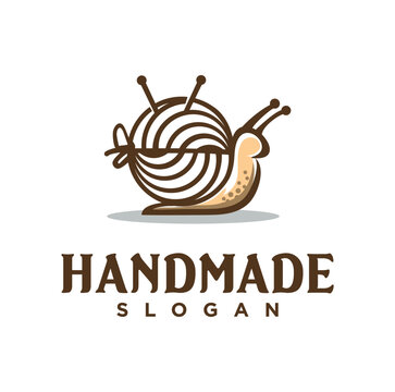 Crerative Knitting Snail Logo design for hand craft shop and boutique