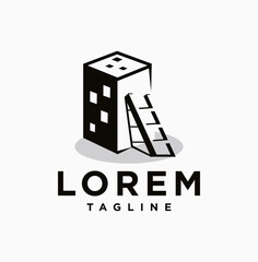 Building stairs logo template on monogram style